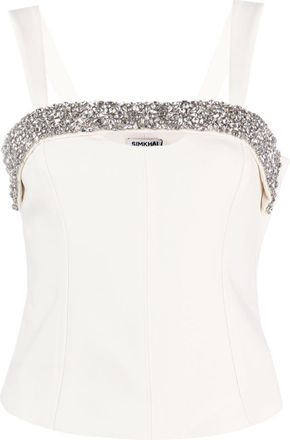 SIMKHAI crystal-embellished corset top - women - Acetate/Polyester/Polyester - 6 - White