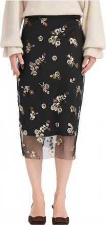 b.young Renaz Sequin Midi Skirt In Black