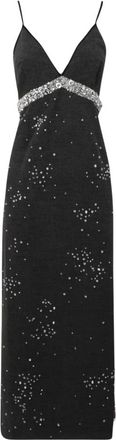 Des_Phemmes DES Phemmes - Jurk met Kristaldecoratie en V-hals - Dames - Jurken - Grijs - Maat: XS