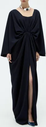 Amsale Batwing Textured Gown in Navy at Nordstrom, Size 12