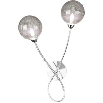 Top-Light Applique Contemporanea Super Ball Metallo Cromo Vetro Pirex 2 Luci G9