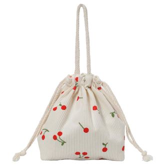 Generic Cherry Bucket Bag Casual Tote Bag Handbags for Women Girls (White) (style4)