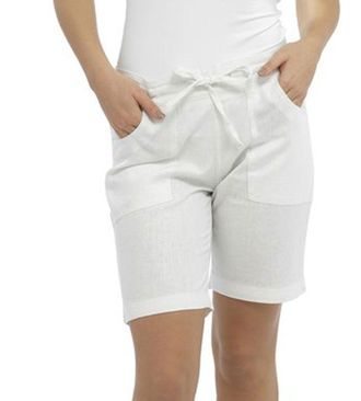 Tom Franks Ladies/Womens Casual Linen Cool Shorts, Perfect for Holidays/Summer/Beach (10, White (4 Pockets))