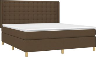 vidaXL Vidaxl - Cama Box Spring Colch&oacute;n Luces Led Tela Marr&oacute;n Oscuro 180x200cm