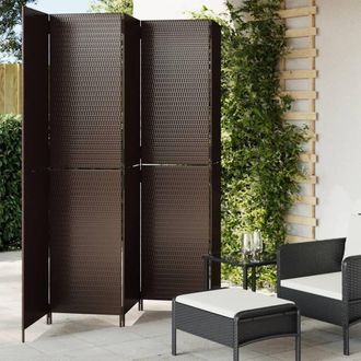 Berkfield Home Room Divider 5 Panels Brown Poly Rattan