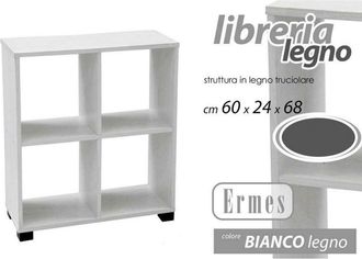 Trade Shop Trade Shop - Estanteria Baja Ermes 4 Compartimentos Madera Blanco 60x24x68cm 715624