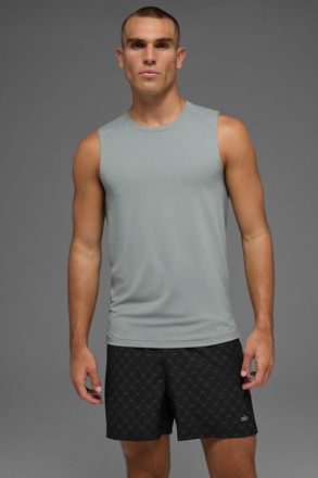 Alo | Idol Muscle Tank Top in Lunar Grey, Size: Medium