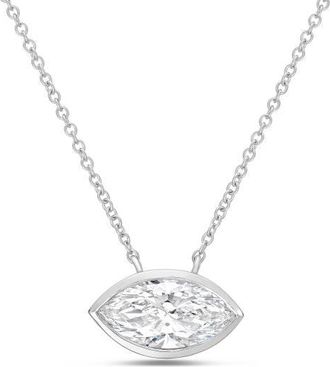 Diana M. Jewels 14kt white gold lab grown east west marquise bezel pendant weighing 1.00 ct