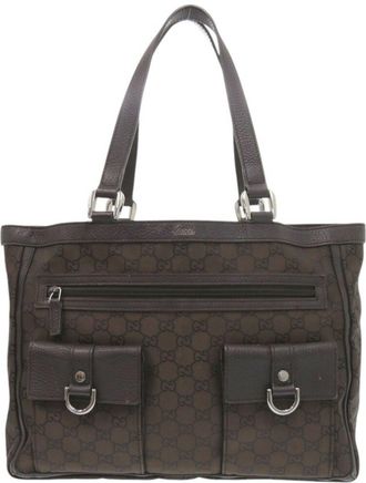 Gucci Abbey Brown Nylon Tote Bag (Pre-Owned)