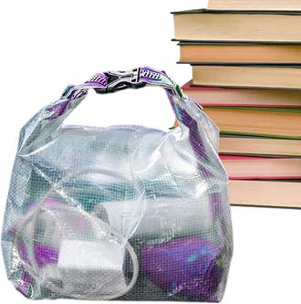 Generic Reusable Grocery Bags | 2L Adjustable Strap Storage | Waterproof Clear Shoulder Bag Beach Tote | for Hiking Climbing Cycling Fishing Sports Camping Pi