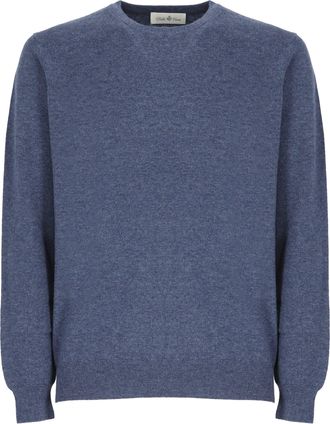 Della Ciana Blue Wool-Blend Crew Neck Sweater