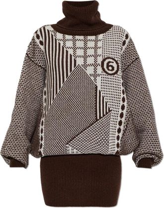 Maison Margiela Losvallende Jurk - Dames - Kleedjes - Bruin - S - Wol - Kleedjes