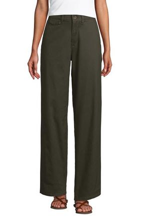 Lands End Chino High Rise Rail Straight Leg Pants in Forest Moss at Nordstrom, Size 12Short