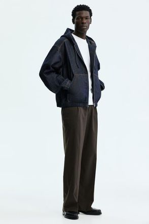 H&M Hooded Workwear Jacket in Dark Denim Blue at Nordstrom, Size Xx-Large
