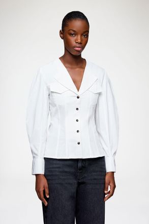Ganni White Shirt in Cotton - Size 32 Organic