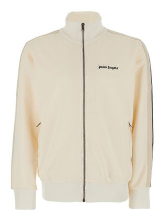 Palm Angels Classic Logo White Sweatshirt With Logo Printed On The Front In Tech Fabric Man