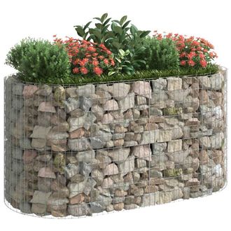Berkfield Home Durable Gabion Raised Bed Galvanised Iron 200x100x100 cm in Silver | Size: 200 x 100 x 100 cm
