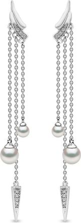 Yoko London 18kt white gold Trend diamond pearl drop earrings - women - Diamond/18kt White Gold/Freshwater Pearl - One Size - Silver
