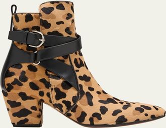 Alaia Leopard Buckle Ankle Booties