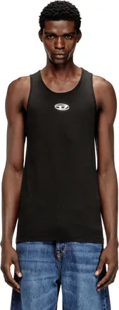 Diesel Cotton tank top with logo - T-Shirts - Man - Black