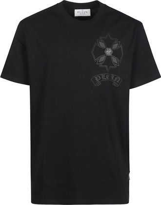 Philipp Plein Black Crewneck Logo Crest T-Shirt
