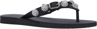 Balenciaga Sandalen - Cagole Stud And Rhinestone Flip-Flop Sandals - B - Gr. 35 (EU) - in Schwarz - für Damen