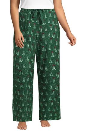 Lands End Print Flannel Pajama Pants in Light Emerald Snowy Trees at Nordstrom, Size 2 X