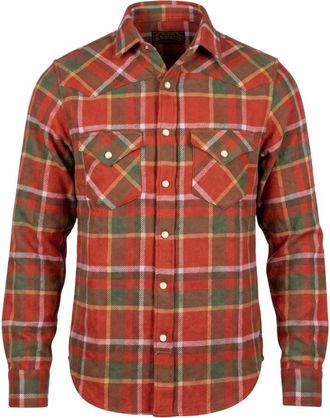 CHESAPEAKE'S Flagstaff Western Shirt - Heren - Casual Overhemden - Rood - 2XL - Wol - Overhemden