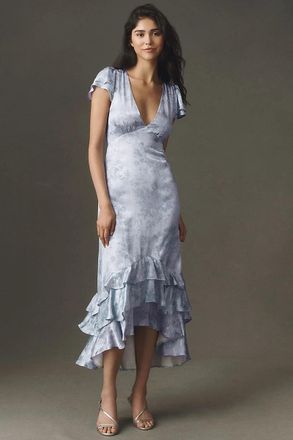 BHLDN Jacquard Ruffle Midi Dress