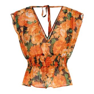 Pinko Arcore Voile Top - female - PINKO - Blouses - Orange - L - Blouses & Shirts