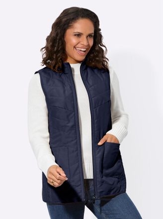 Casual Looks Steppweste CASUAL LOOKS, Damen, Gr. 38, blau (marine), 100% Polyester, Wattierung:100% Polyester, unifarben, Westen Steppweste