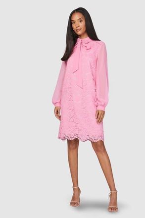 Wallis Lace Tie Neck Shift Dress in Pink at Nordstrom, Size 10