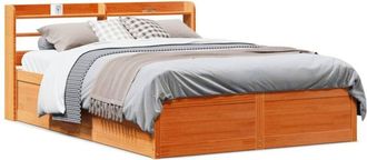 vidaXL Vidaxl - Estructura Cama Con Cabecero Madera Pino Marr&oacute;n Cera 160x200 Cm