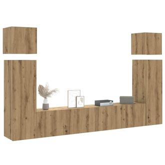 Berkfield Home 8 Piece TV Cabinet Set Wall-mounted Artisan Oak Engineered Wood in Brown