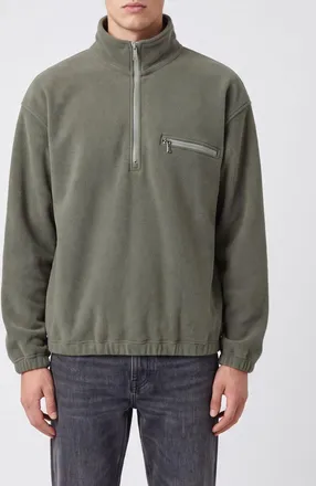 Rier Maglione in pura lana con collo alto, mezza zip e spalle scese