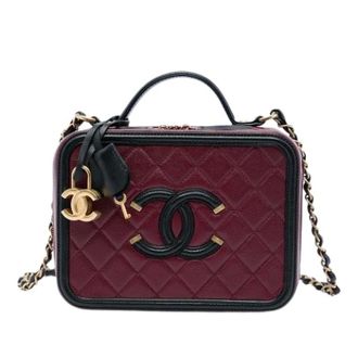 Chanel Pre-owned Filigree Vanity Case - Dames - Pre-owned - Rood - Maat: ONE Size Leer