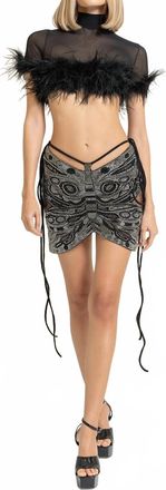 Kikiriki Embellished Butterfly Skirt In Grey