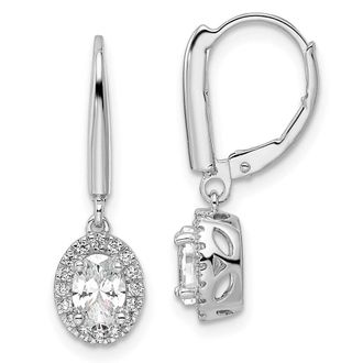 Diamond2Deal 14k White Gold Lab Grown Diamond Oval Shape Drop Dangle Earrings