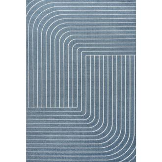 Jonathan Y Designs Odense High-Low Minimalist Angle Geometric Indoor/Outdoor Area Rug in Dark Blue/cream at Nordstrom, Size 3Ft 0In X 5Ft 0In