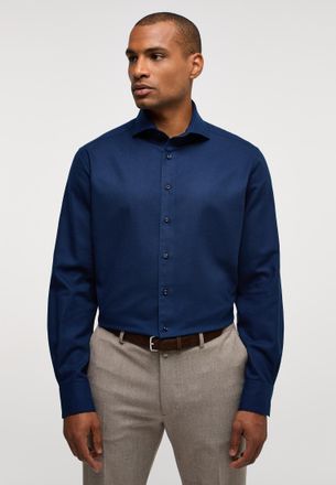 Eterna Langarmhemd ETERNA MODERN FIT, Herren, Gr. 44, Normalgr&ouml;ssen, blau (navy), Flanell, 52% cotton, 10% Schurwolle, 38% Lyocell, tailliert, Manschette, He