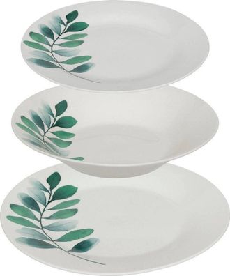 Secret de Gourmet Secret-de-gourmet Juego De Vajilla Cl&aacute;sico Blanco Verde 18 Piezas