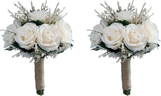 OEM 2 Ramos De Novia Para Boda, Ramo De Rosas Artificiales Para La Novia Y La Dama De Honor Que Sostiene Una Flor