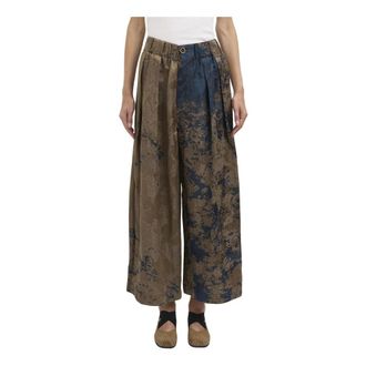 Uma Wang Pantaloni Poetici in Lino e Viscosa - - Trousers - Donna - Marrone - S