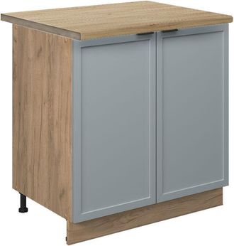 Vicco Armario Bajo Para Fregadero Fame-line, Azul Claro-gris, 80 Cm Con Estante, Et Roble Vicco