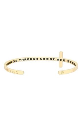 Mantra The Cross Bracelet in Philippians 4:13 - Yellow Gold at Nordstrom