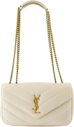Saint Laurent Tassen, Dames, Wit, ONE Size, Leer, Loulou Small Wit Leren Tas