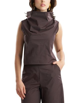 Natori Techno Poplin Cowl Top