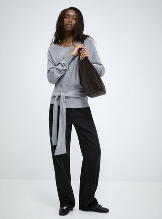 Icone Womens Batwing-sleeve tie-up sweater