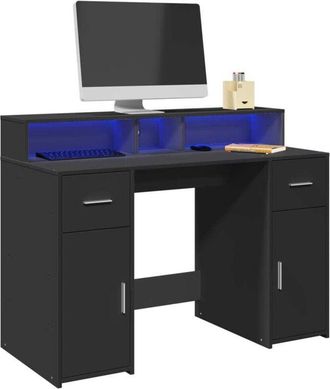 vidaXL Escritorio Con Luz Led Madera Ingenier&iacute;a Negro 120x55x91 Cm Vidaxl