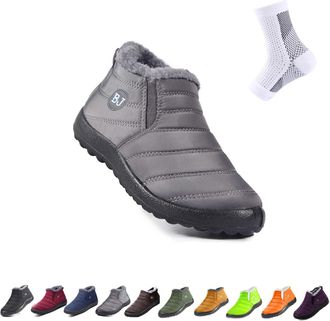 Generic Womens Waterproof Orthopedic Warm Boots, Anti-Slip Winter Snow Boots, Outdoor Walking Fur Lined Warm Shoes (Grey, Adult, Women, 7.5, Numeric, UK Footw